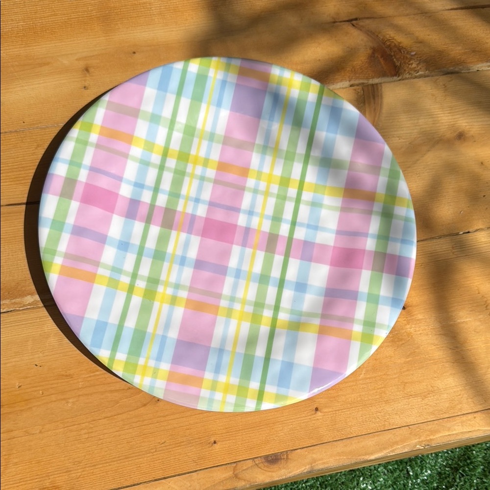Pastel Plaid Ceramic Plate Set of 4